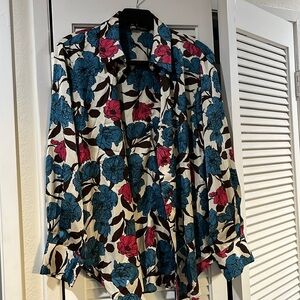 Zara Silk Floral Blouse M